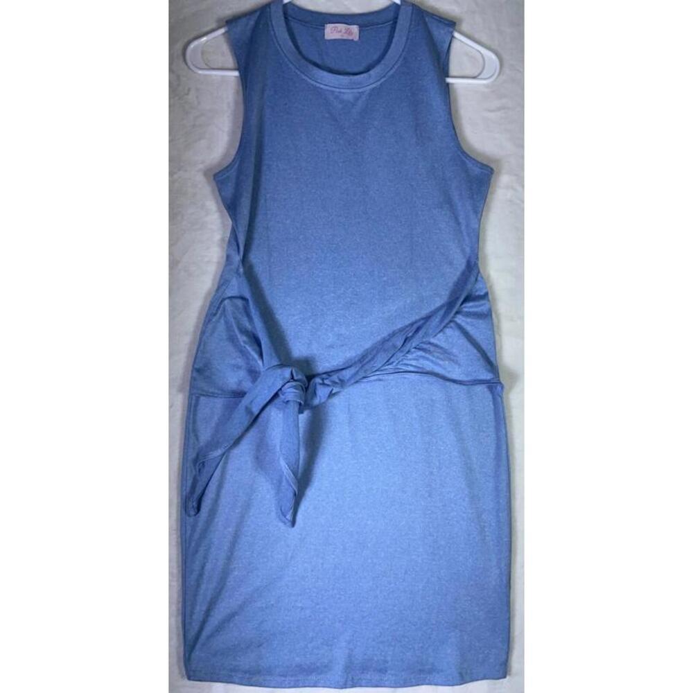 Pink Lady Womens Scoop Neck Sleeveless Romper Dress Tie Light Blue Small Bodycon - Picture 2 of 12